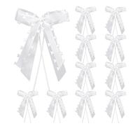 LUMOOM Lot de 10 nœuds blancs pour voiture de mariage, décoration de voiture, décoration de mariage, pour voiture de mariée, cadeau de fête, fête de mariage