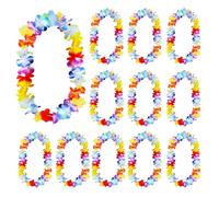 LUMOOM Lot de 12 chaînes de fleurs hawaïennes - Guirlandes décoratives hawaïennes - Guirlandes décoratives pour fête de piscine - Pour enfants et adultes - Accessoires de fête tropicale
