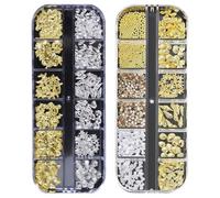 LUMOOM Lot de 2 boîtes de breloques pour ongles, en acrylique, en forme d'étoile, doré/argenté, pour femme, décoration d'ongles 3D (étui)