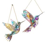 LUMOOM Lot de 2 colibri attrape-soleil - Décoration de fenêtre - Décoration de jardin - Pendentif colibri en acrylique - Pour fenêtre à suspendre (B)