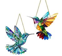 LUMOOM Lot de 2 colibri attrape-soleil - Décoration de fenêtre - Décoration de jardin - Pendentif colibri acrylique - Pour fenêtre à suspendre (A)