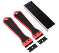 LUMOOM Lot de 2 grattoirs de cuisine en plastique avec 100 lames en plastique, dissolvant de résidus de colle et spatule en plastique pour vitrocéramique, dissolvant les résidus de colle, détachant