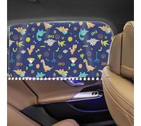 LUMOOM Lot de 2 pare-soleil de voiture pour bébé avec protection UV, pare-soleil pour vitre latérale, avec 4 ventouses, protection contre la chaleur, pour enfants, 63 x 49 cm (dinosaure bleu)