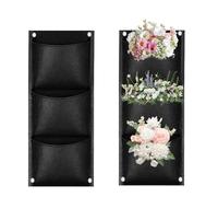 LUMOOM Lot de 2 sacs à plantes suspendus - En feutre - Pour jardin, balcon, cour, décoration de la maison (3 poches)