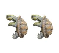 LUMOOM Lot de 2 statues de jardin - Figurines de tortues grimpantes - Décoration de jardin - Tortues d'extérieur - Statue à suspendre - Pots de fleurs pour décoration de jardin - Vase
