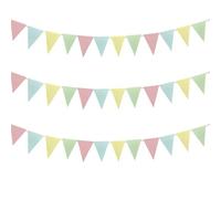 LUMOOM Lot de 3 guirlandes de fanions en papier pour l'extérieur avec corde en coton de 5 m, drapeau triangulaire à suspendre, pour décoration de festival, fête d'anniversaire, mariage, rentrée des
