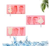 LUMOOM Lot de 3 moules à glace en silicone avec couvercle, réutilisables, pour faire soi-même des glaçons pour enfants, avec bâtonnets de glace, idéal pour la crème glacée, le jus et le yaourt