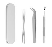 LUMOOM Lot de 3 pinces à tiques professionnelles en acier inoxydable pour homme, chien, animal - Kit complet en métal avec étui