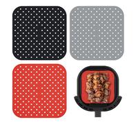 LUMOOM Lot de 3 tapis en silicone pour friteuse à air chaud, tapis pour friteuse à air, réutilisables, tapis de friteuse à air (21,5 cm)