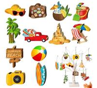 LUMOOM Lot de 36 pendentifs d'été en bois - Décoration d'arbre d'été à suspendre - Avec motifs hawaïens - Pour fête tropicale et plage (B)