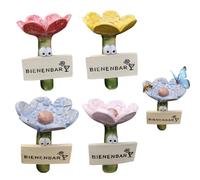 LUMOOM Lot de 4 abreuvoirs à insectes pour le jardin - En forme de fleur - Station d'eau en céramique pour balcon et terrasse - Emplacement sûr pour abeilles, papillons et pollinisateurs