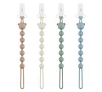 LUMOOM Lot de 4 attache-tétines en silicone avec clip de sécurité, pour garçons et filles, idéal pour les poussettes et les porte-bébés