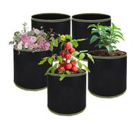 LUMOOM Lot de 5 pots à tomates de 12 l - Sac de plantation pour pommes de terre - En tissu épais très résistant - Sac de plantation réutilisable - Pour légumes, fraises, fleurs (25 x 22 cm)