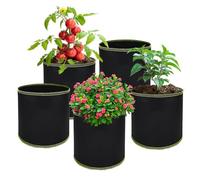 LUMOOM Lot de 5 pots à tomates de 8 l - Sacs de plantation pour pommes de terre - En tissu épais très résistant - Sac de plantation réutilisable - Pour légumes, fraises, fleurs (22 x 20 cm)