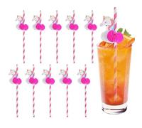 LUMOOM Lot de 50 pailles à cocktail, en papier 3D, biodégradables, tropicales, fête hawaïenne, décoration de boisson, pour boissons froides (licorne)