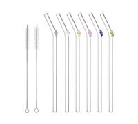 LUMOOM Lot de 6 pailles en verre avec motif, longues, réutilisables, avec 2 brosses de nettoyage, pour cocktails, smoothies, café (fleurs)