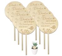 LUMOOM Lot de 8 bouchons de fleurs en bois avec inscription en allemand « Danke dass Du Mir Beim Wachfen Hast » - Plaque en bois avec inscription en allemand - Pour cadeau d'adieu - Jardin d'enfants
