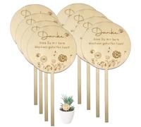 LUMOOM Lot de 8 bouchons de fleurs en bois avec inscription en allemand « Danke dass Du Mir Beim Wachfen Hast » - Plaque en bois avec inscription en allemand - Pour cadeau d'adieu à la maternelle (A)