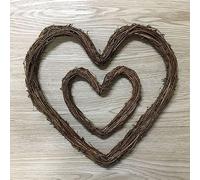 LUMoony Couronne de vignes en rotin - 1 pièce - 35 cm - En rotin - En forme de cœur - Pendentif - Anneau de mariage - Pour porte, mur, fête, mariage, décoration DIY