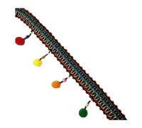 LUMoony Fransenband 10 Yards Pompon Borte Bunt Bommelborte Spitzenband Pompom Fransenbesatz Bommel Dekoband Pom Poms Borte Bommel Fringe Band Pom Pom Trim Pomponborte zum DIY Nähen Dekoration