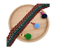 LUMoony Fransenband 10 Yards Pompon Borte Bunt Bommelborte Spitzenband Pompom Fransenbesatz Bommel Dekoband Pom Poms Borte Bommel Fringe Band Pom Pom Trim Pomponborte zum DIY Nähen Dekoration
