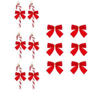 LUMoony Lot de 6 pendentifs en forme de canne à sucre d'orge scintillants avec nœud - Peut être utilisé pour décorer des arbres de Noël, couronnes, portes, chaises, lampes de table, murs ou fenêtres