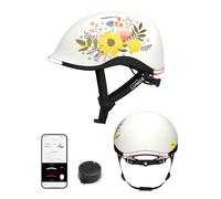 Lumos Nyxel MIPS Casque de vélo à LED City & Commuter | Éclairage à 360°, feu Stop, MIPS, USB-C, Bluetooth, IPX6 | Flower Power | Tailles L