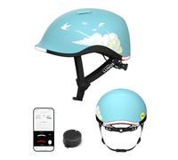 Lumos Nyxel MIPS LED Casque de Vélo - City & Commuter Casque avec 360°, Feu de Frein, USB-C, IPX6 - Taille M, Couleur Fly High - Bleu Clair avec Motif Nuages