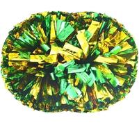 LuMOUzhou Ballon de Cheerleader en Plastique, Aide à l'espri Lot de 2 Pompons de Pom-Pom Girl avec poignée en Pet Multicolore 60 g-100 g(Green Add Gold,80g)