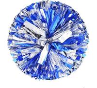 LuMOUzhou Ballon de Cheerleader en Plastique, Aide à l'espri Lot de 2 Pompons de Pom-Pom Girl avec poignée Multicolore(Blue Silver)