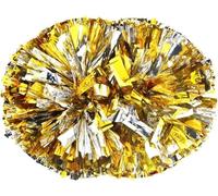 LuMOUzhou Ballon de Cheerleader en Plastique, Aide à l'espri Lot de 2 Pompons de Pom-Pom Girl avec poignée en Pet Multicolore 60 g-100 g(Gold Add Silver,60g)