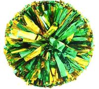 LuMOUzhou Ballon de Cheerleader en Plastique, Aide à l'espri Lot de 2 Pompons de Pom-Pom Girl avec poignée Multicolore(Green Gold)