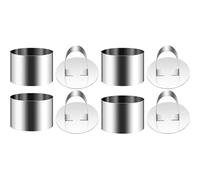 LuMOUzhou Le gâteau cuit. Moule à gâteau rond en acier inoxydable avec poussoir, argent, plusieurs paquets(4Pcs)