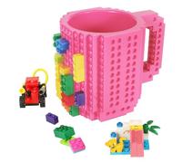 Lumsburry Build-on Brique Mug Tasse à Café Jeu de Construction Créative pour Café Thé Boisson (Rose Rouge)