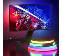 Lumtang RGBIC Écran PC rétroéclairé 4 côtés 24-27 pouces, bande lumineuse LED RGBIC synchronisée avec couleur de l'écran et musique pour jeux, films, etc., facile à utiliser sans caméra, contrôle