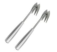 LUMYANG Lot de 2 désherbeurs manuels portatifs, en bois, outil en acier de qualité supérieure pour le jardin, pelouse, prairies et points de couture (forme de V) (acier inoxydable)