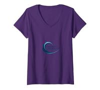 l'un avec Le Logo Waves Surf Lifestyle Ocean T-Shirt avec Col en V, Femme, Violet, XXL