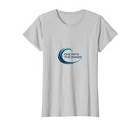 l'un avec Le Logo Waves Surf Lifestyle Ocean T-Shirt, Femme, Argent, S