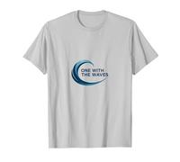 l'un avec Le Logo Waves Surf Lifestyle Ocean T-Shirt, Homme, Argent, L