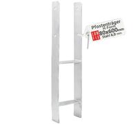 LUN FIX Ancrage H 80x600x6 mm, Acier Galvanisé À Chaud, Terrasse, Pergola | Support Poteau Bois, Pied De Poteau Et Ancre Poteaux Pour Clôture, Carport, Support Extérieur