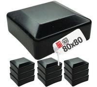LUN FIX Capuchon de Poteau Tube Carré 80x80 mm Noir, 10 Pièces | Bouchon Plastique Avec Insert Pour Tube Et Poteau, Protection Aux Intempéries, Chapeau Idéal Pour Clôture Jardin et Bois