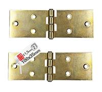 LUN FIX Charniere Porte Placard 100x35x1,5mm 2 pcs, Paumelle Bois Jaune Zingué, Penture Pour Caisse Bois, Meuble, Armoire Metallique, Charnières Porte Lourde, Charnière Porte Cuisine