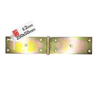 LUN FIX Charniere Porte Placard 250x50x2,0mm 1 pc, Paumelle Bois Jaune Zingué, Penture Pour Caisse Bois, Meuble, Armoire Metallique, Charnières Porte Lourde, Charnière Porte Cuisine