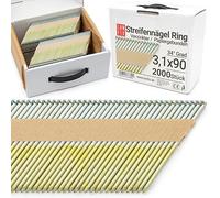 LUN FIX Clous Charpente 2000 pcs, Tête D, 3,1x90 mm, Galvanisé