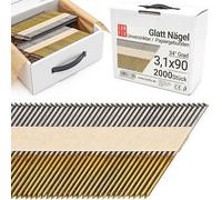 LUN FIX Clous Charpente 2000 pcs, Tête D, 3,1x90 mm, Non Galvanisé