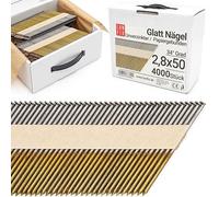 LUN FIX Clous Charpente 4000 pcs, 34°, Tête D, 2,8x50 mm, Tige Lisse, en Bande Papier, Non Galvanisé, Pour Pistolet À Clous, Cloueuse Pneumatique, Clou Pour Cloueur, Pointe