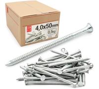 Lun Fix Clous d'ancrage galvanisés 4 x 50 mm - 0,5 kg Clous rainurés en bois pour travaux de construction, clous de construction 50 mm de long