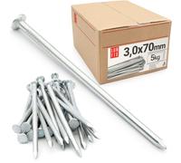 Lun Fix Clous en acier 3,0 x 70 mm - 5 kg (environ 1325 pièces) - Galvanisés, avec tête fraisée, 70 mm de long, broches métalliques pour la construction en bois, les travaux de menuiserie, le