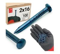 LUN FIX Clous Pointe Acier Trempé Bleui 2x16 mm 100 Pièces, Tête Plate