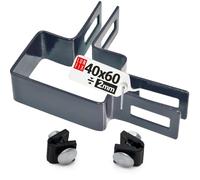LUN FIX Collier De Serrage D’Angle Rectangulaire 40x60mm Graphite Métallique, Poteaux Clôture, Fixation Grillage Rigide, Entretoise Avec Bride De Fixation, Pour Tube Acier Et Poteaux De Clôture
